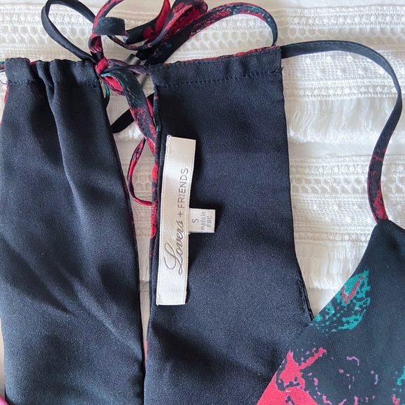Lovers + Friends Black Red Rose Floral Print Wrap Mini Dress - Picture 7 of 8